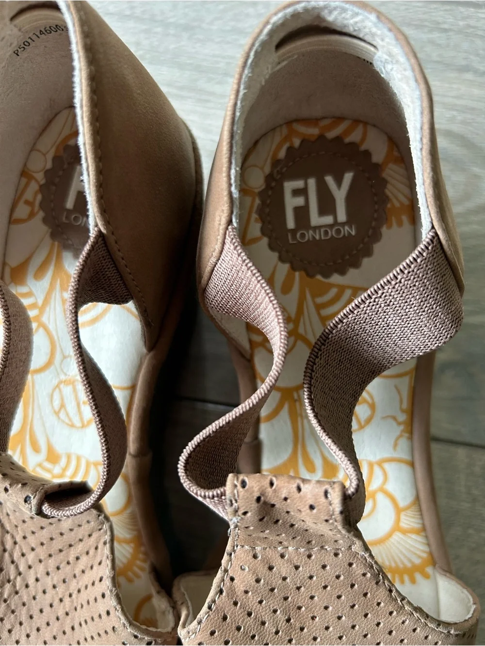Fly London Perforated Leather Open Toe  Platform Wedge Sandals Size 41